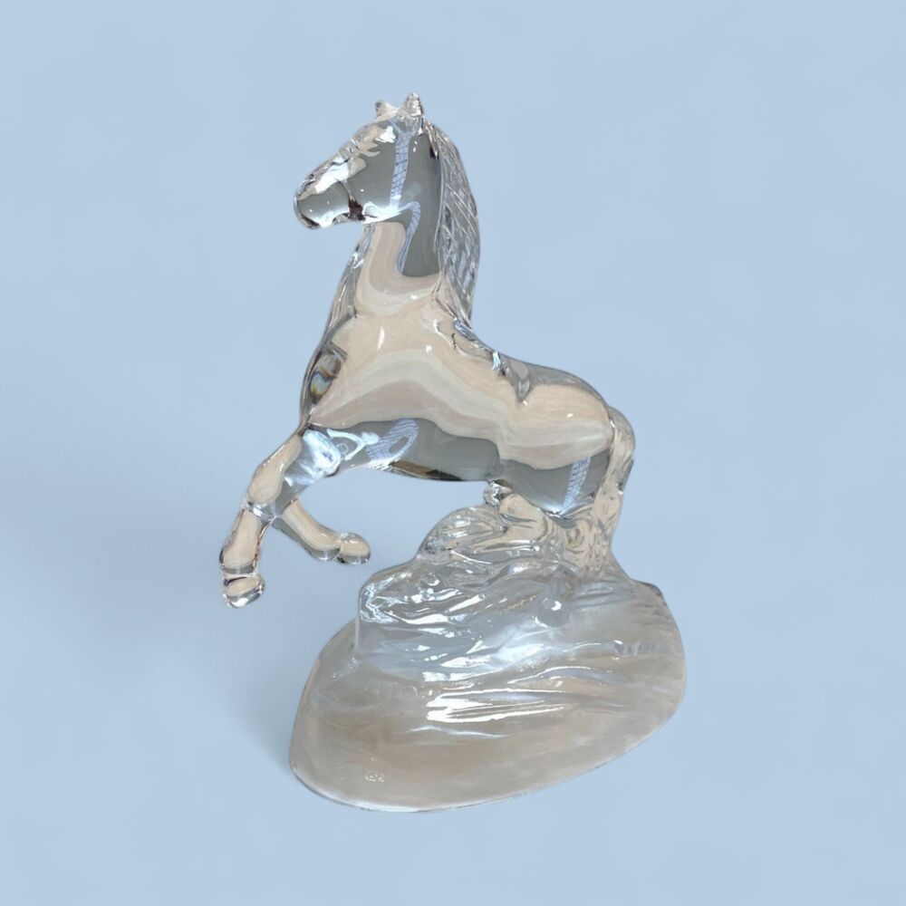 Cristal D’Arques France Lead Crystal Rearing Horse Figurine 6.5” Clear Glass
